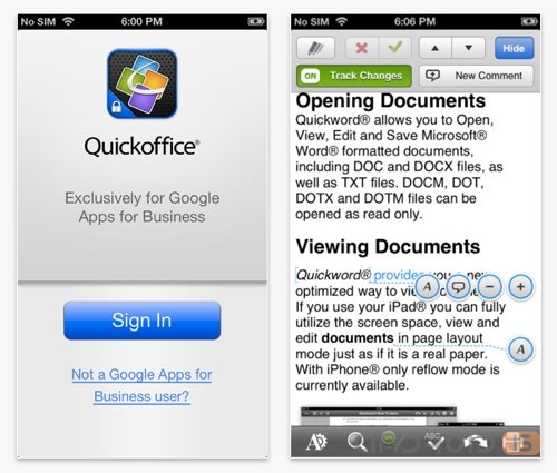 Google  Quickoffice  iPhone  Android
