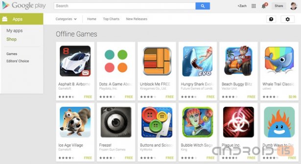 В Google Play появилась подкатегория оффлайн-игр