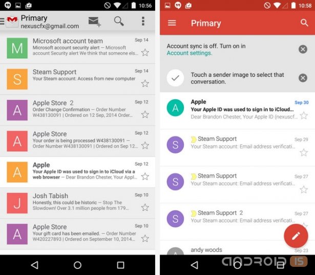 Вышло обновление Gmail 5.0 для Android