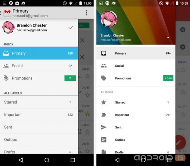 Вышло обновление Gmail 5.0 для Android