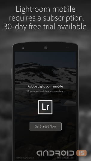 Adobe Lightroom дебютировал в Google Play