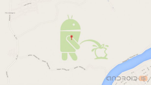 В картах Google Maps обнаружен писающий робот Android